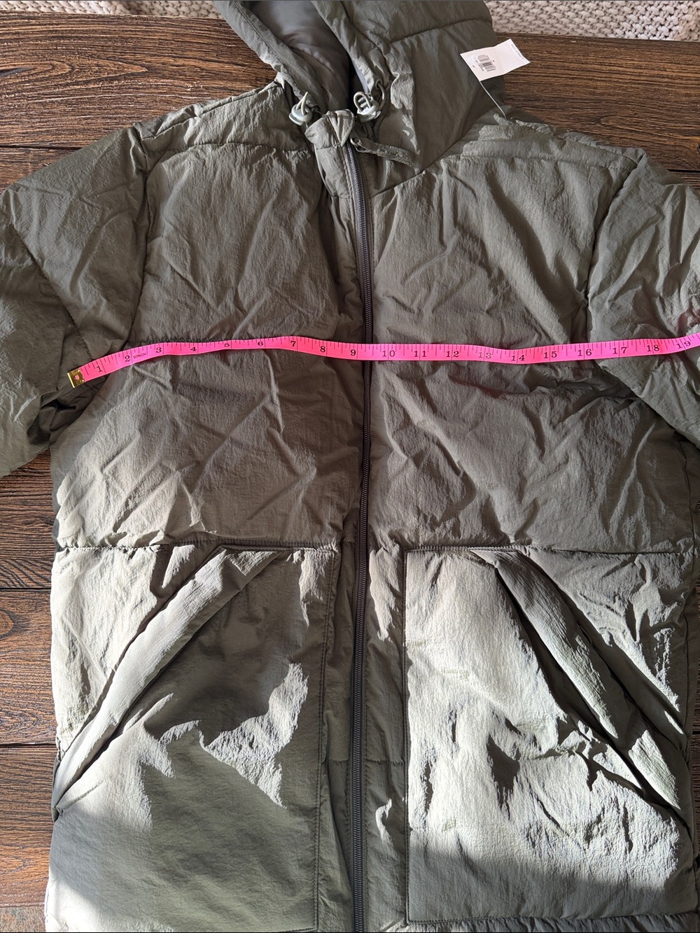 Mens Olive Hooded Puffer Coat - Old Navy NWT